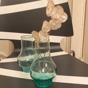 Vintage Green Glass Bud Vases